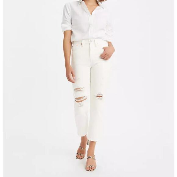 Levi's Denim - Levi’s White Wedgie Straight Distressed Denim Jeans Size 27
